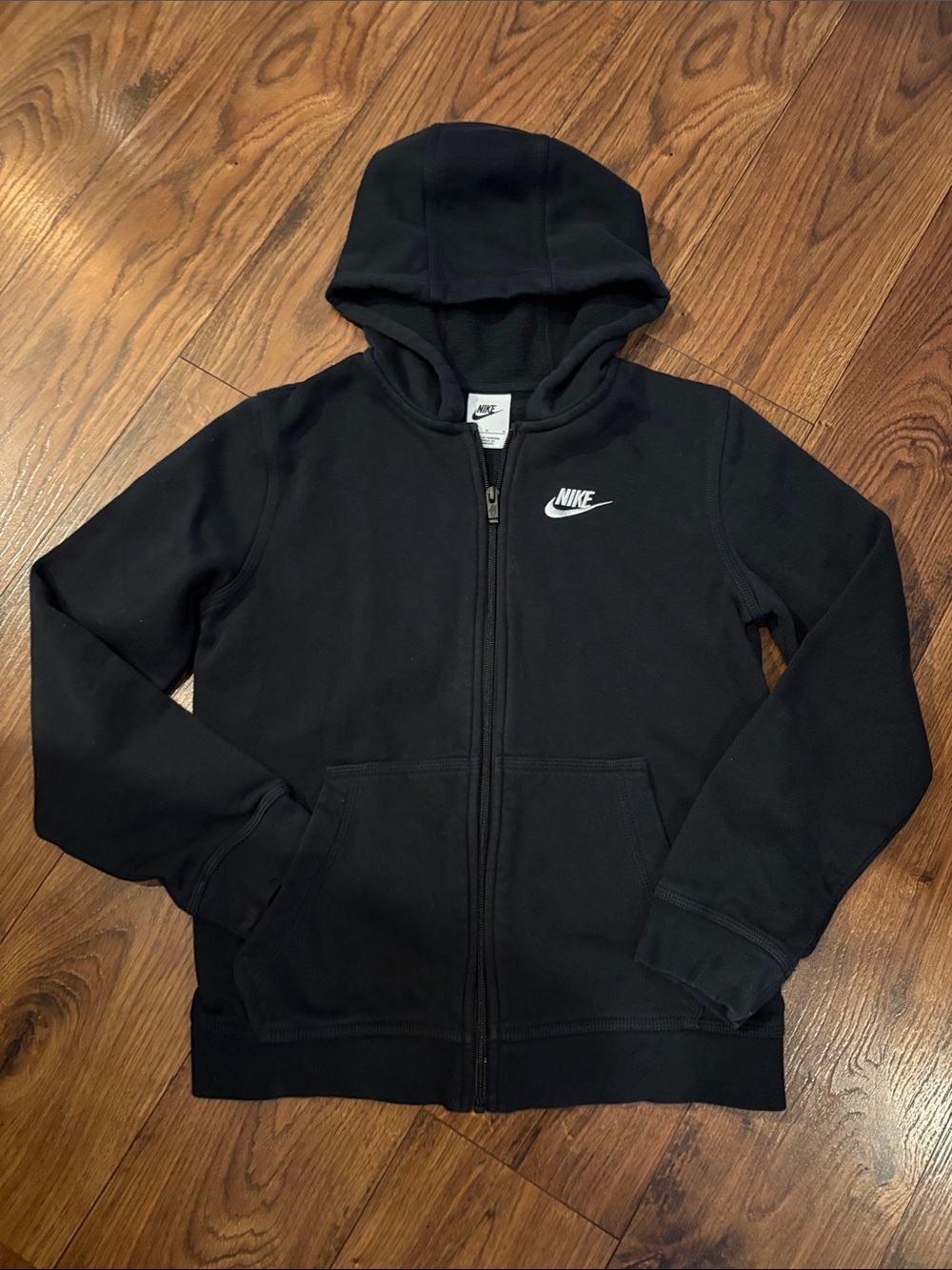 Nike Black Kids' Zip-Up Hoodie with White Logo